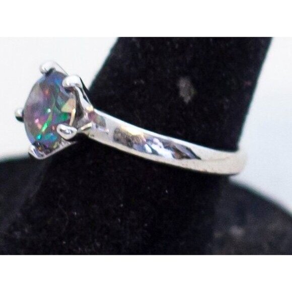 Size 7, Vintage Art Deco Purple Radiant Faux Gem Sterling Silver Ring - A23 - Picture 1 of 3